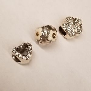 Set of 3 Brighton charm beads DAISY HEART FLOWER
